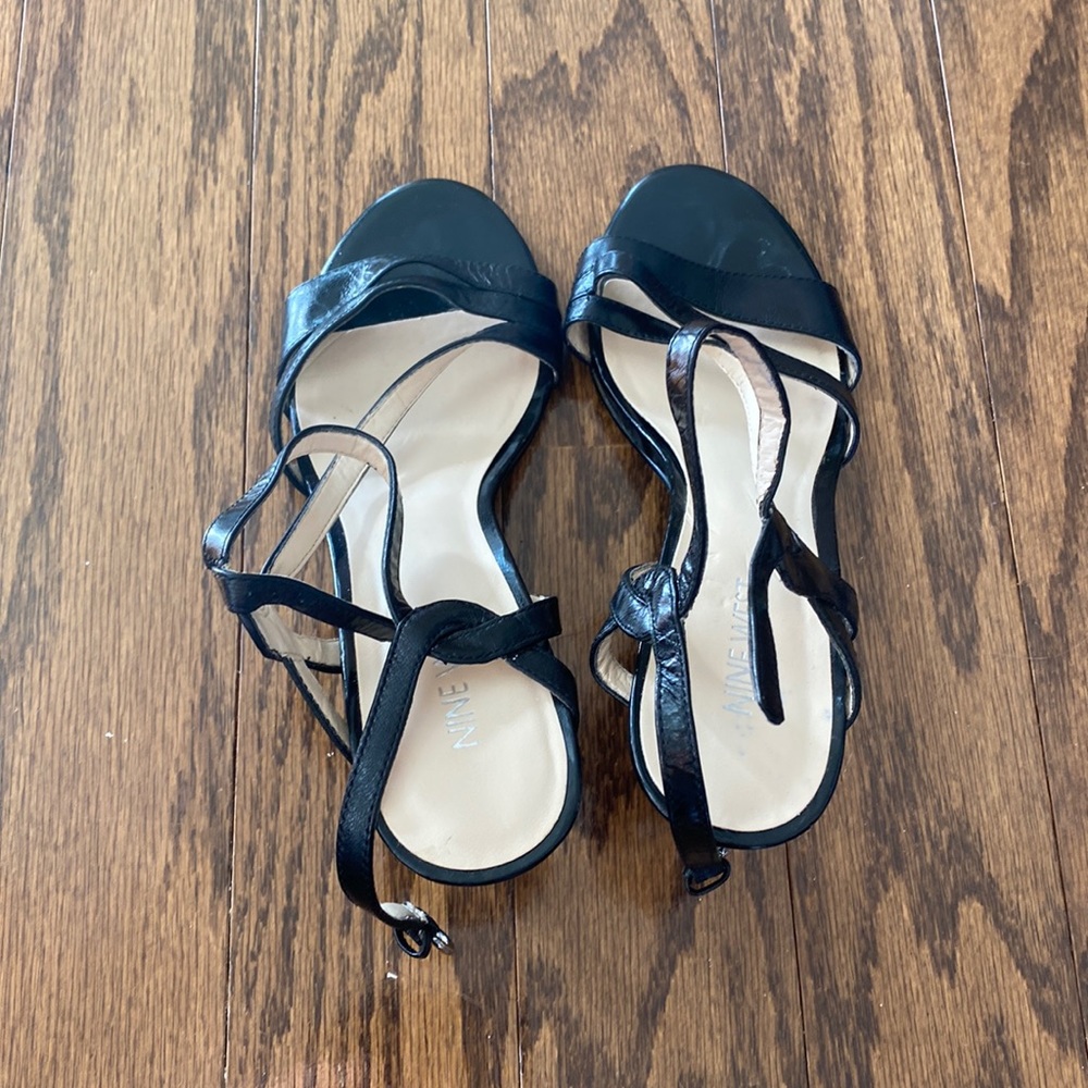 Black strappy open-toed sandals